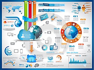 Infographics Elements for cloud computing graphs
