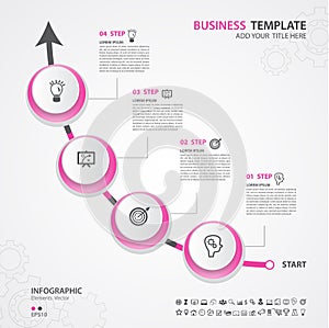 Infographics elements diagram with 4 steps, options, Vector illustration, circle icon, presentation, advertisment