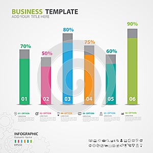 Infographics elements diagram with 6 steps, options, presentaion, slide, diagram, chart, graph vector