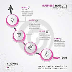 Infographics elements diagram with 4 steps, options, Vector illustration, circle icon, presentation, advertisment photo