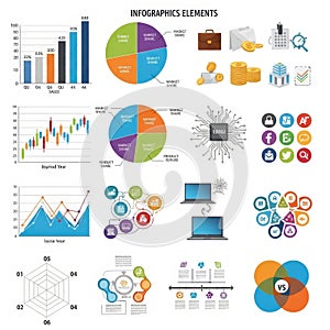 Infographics elements: visualizing data with charts and diagrams