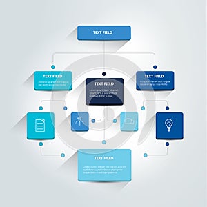 Infographics flowchart. Colored shadows scheme.