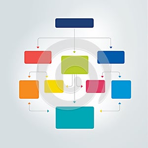 Infographics flowchart. Colored shadows scheme