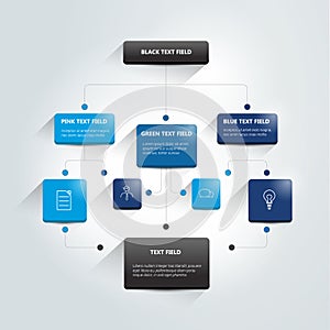 Infographics flowchart. Colored shadows scheme.