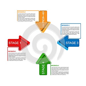 Infographics. Four stages to success. Template for design and execution of the project, strategy and business planning