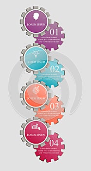 Infographics four steps of vertically placed figures