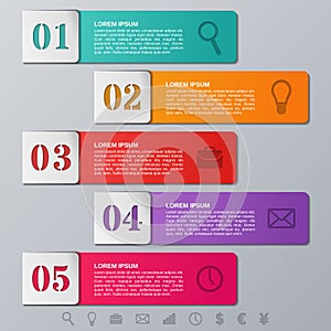 Infographics frames. Vector infographic arrows templates 5 options.