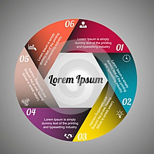 Infographics has five circles with arrows and text