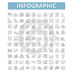 Infographics icons, line symbols, web signs, vector set, isolated illustration