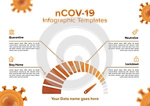 Infographics of Illustration coronavirus in brown vector V3
