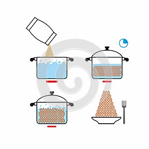 Infographics Instructions cooking meal. Illustrations of recipe