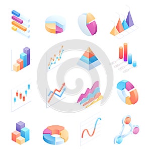 Infographics isometric elements icons vector illustrations