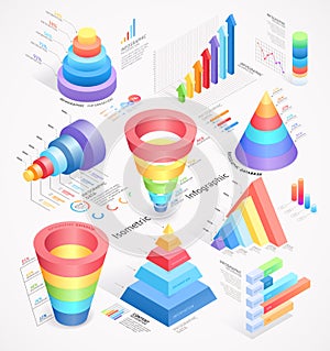 Infographics isometric elements vector illustrations