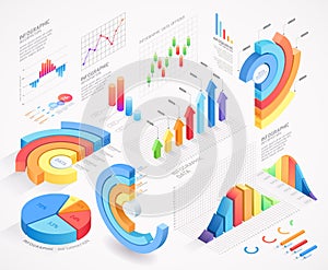 Infographics isometric elements vector illustrations