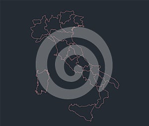 Infographics Italy map outline, flat design, administrative division, blank