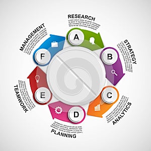 Infographics for medicine. The pill is surrounded by arrows in a circle. For advertising, presentations or an information banner