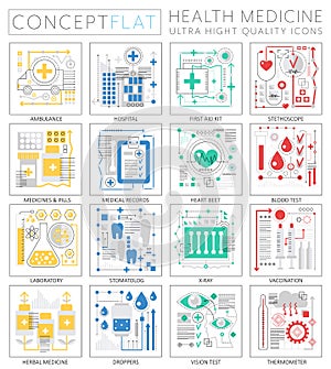 Infographics mini concept Medicine and health icons for web