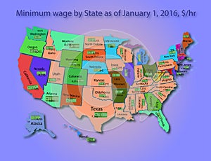 Infographics minimum wage in USA