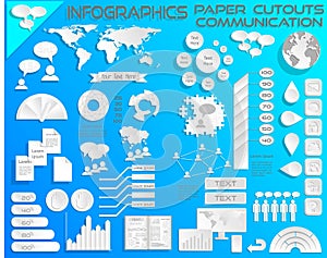 Infographics Paper Cutouts Communications EPS10