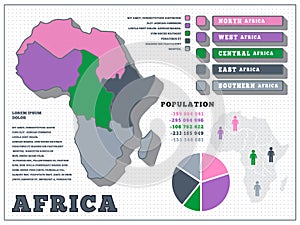 Infographics. population. Map of Africa. Political map. Vector.