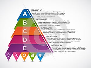 Infographics from ribbons in the shape of a pyramid. Can be used for education or business presentations, information banner