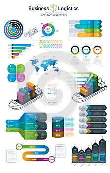 Infographics set with options. Infographic, Chart and Icon. Business and Logistics Concept with white background.