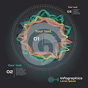 Infographics with sound waves on a dark background