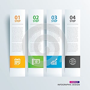 Infographics tab in horizontal paper index with 4 data template.