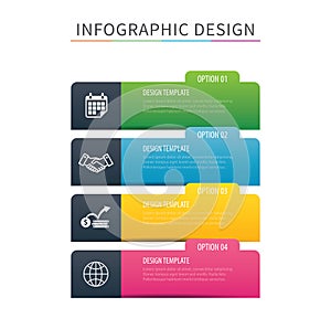 Infographics tab index 4 option template. Vector illustration ba