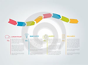 Infographics template. Color arrows with text fields.