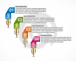 Infographics template with colored pencil. Infographics for business presentations or information banner