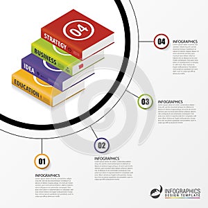 Infographics template. Education concept with books. Vector