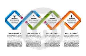 Infographics template. Pencil with colored ribbons. Infographics for business presentations or information banner.