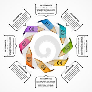 Infographics template with pencil. Infographics for business presentations or information banner.