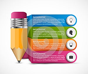 Infographics template with pencil. Infographics for business presentations or information banner