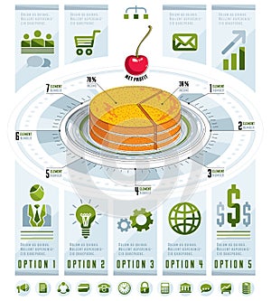 Infographics template, piece of pie idea.