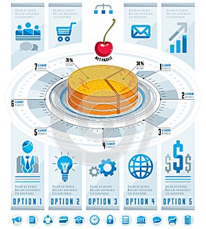 Infographics template, piece of pie idea.