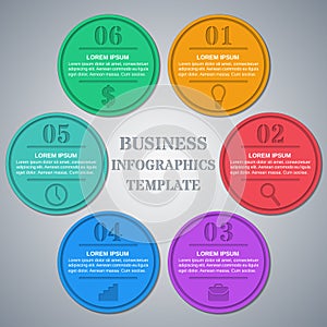 Infographics templates 6 option, parts, steps.