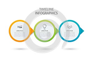 Infographics timeline circle paper with 3 data template. Vector illustration abstract background. Can be used for workflow layout