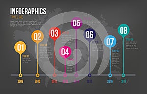 Infographics Timeline On Dark Background