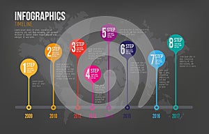 Infographics Timeline On Dark Background