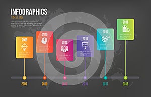 Infographics Timeline On Dark Background