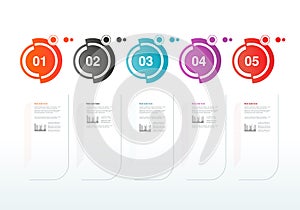 Infographics timeline design. Template with circular labels. Company Milestones. Background for business, infographic, diagram, fl