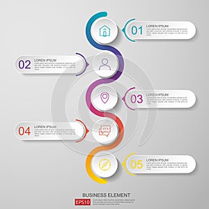 infographics timeline design template vector with 3D paper label, integrated circles. Business concept with options. For content,