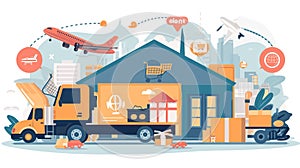 Infographics with transport and online store