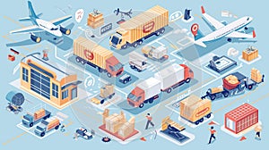 Infographics with transport and online store