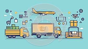 Infographics with transport and online store