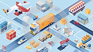 Infographics with transport and online store