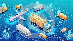 Infographics with transport and online store