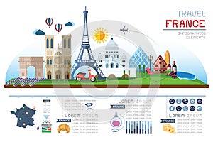 Infographics travel and landmark france